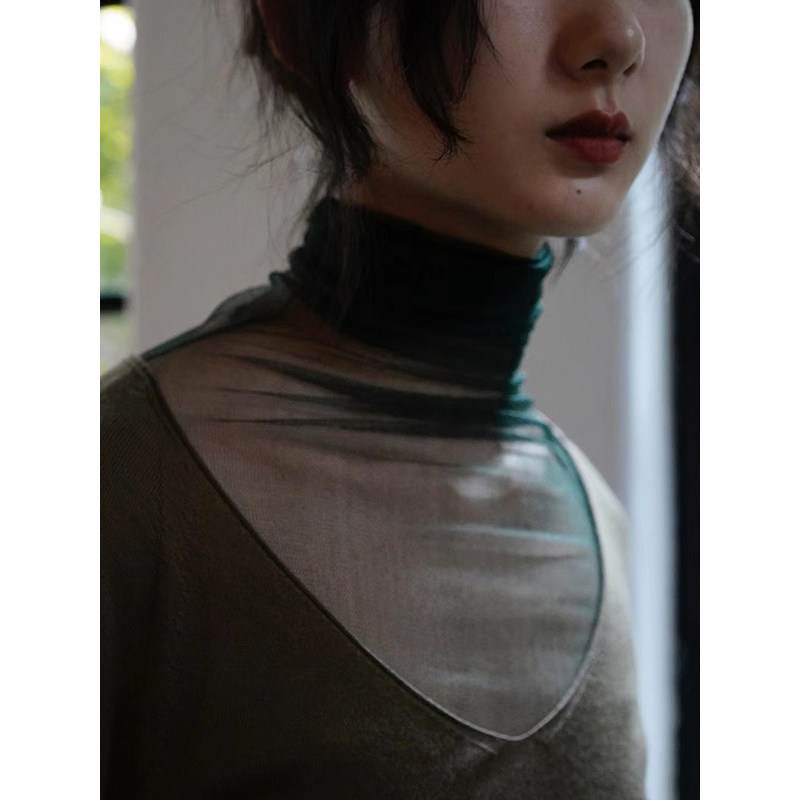 Cha recommends surprise bottom ) Cortana ink green silk with close clothes