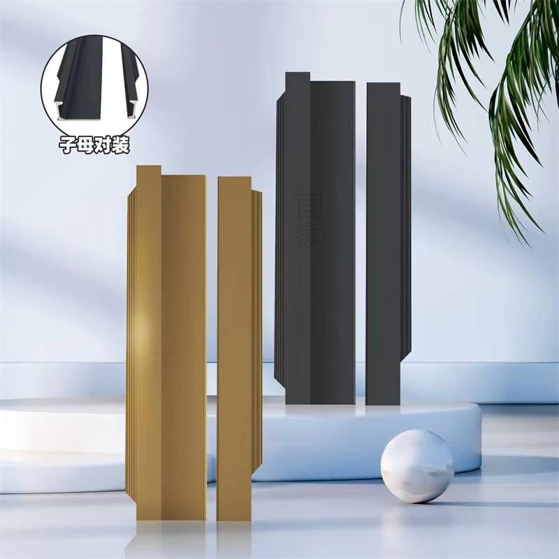 Light extravagant minimalist with primary-secondary handle invisible wardrobe door panel aluminum alloy through body embedded AB type buttonhands custom-made 