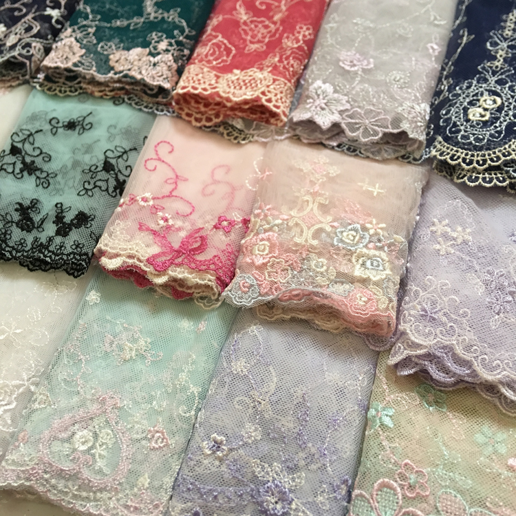 Colorful lace embroidery heavy industry mesh embroidery lace wide lace DIY baby clothes material lace accessories half a catty