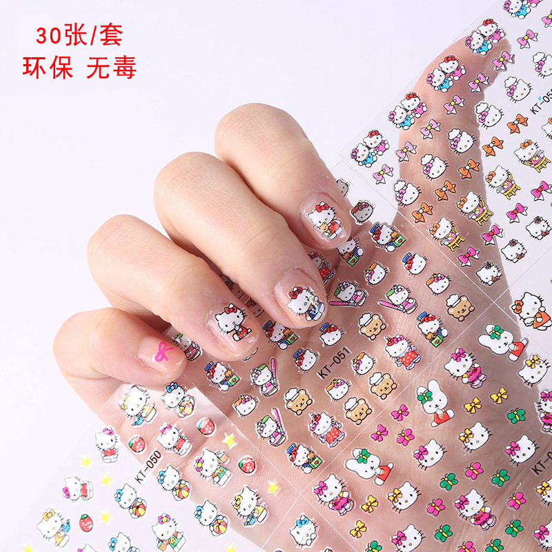 Hello Kitty Cat Cartoon Nail Art Stickers Self-Adhesive 3D Decals Kidsren's Environmentally Friendly Adhesive Nail Stickers Kt Cat Hello Kitty Cat Cartoon Nail Art Stickers Self-Adhesive 3D Decals Kidsren's Environmentally Friendly Adhesive Nail Stickers Kt Cat