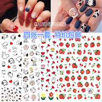 Net red nail stickers Snoopy nail stickers summer hipster flowers cute children stickers Hyuna nail stickers