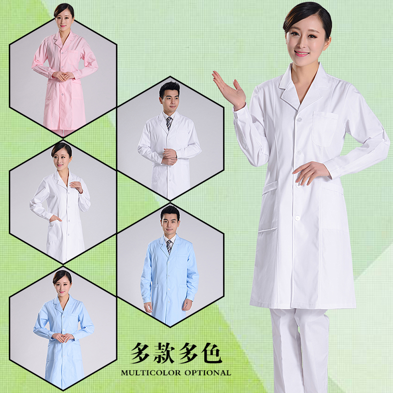 Trắng Big Coat Doctor mặc chất lượng cao dài tay mùa hè váy eo-hàn quần áo tập luyện quần áo thực nghiệm quần áo của bác sĩ