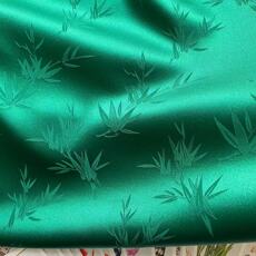 Шелковая ткань 真丝提花带弹力旗袍裙汉服衬衣连衣裙面料 19姆120门幅 竹叶墨绿
