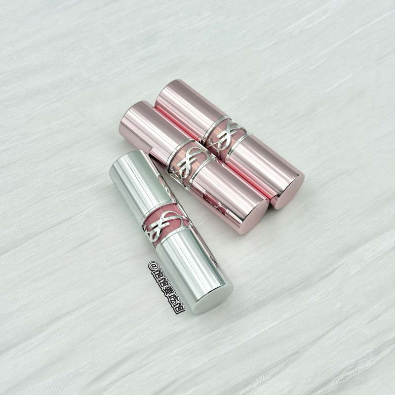 Ysl Saint Laurent Water Glow Powder Tube Round Tube Lipstick Moisturizing Lip Balm 7B 5B 8B Pink Silver Tube 80 122