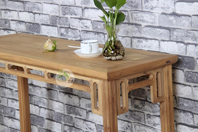 Đồ nội thất không sơn / cây du già / dải / tất cả gỗ nguyên khối / mái hiên cổ điển Ming và Qing / đồ nội thất bằng gỗ sồi / tùy chỉnh Bắc Kinh - Bàn / Bàn bàn chân sắt mặt gỗ