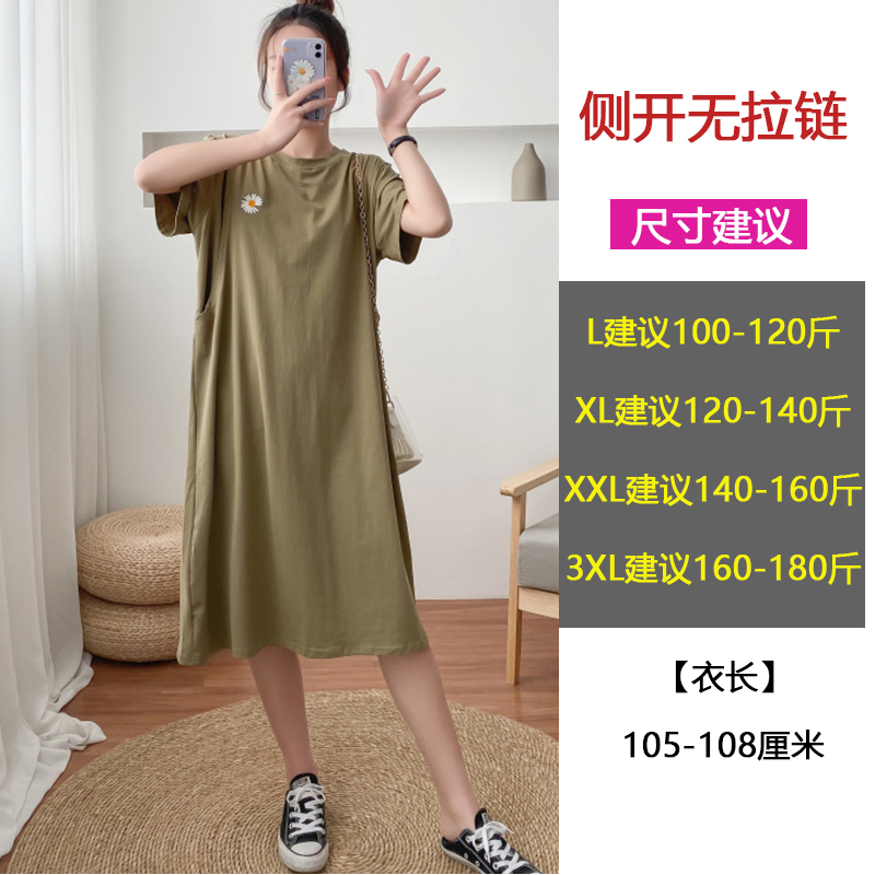 9081 Army GreenNursing clothes go out fashion summer pure cotton jacket lactation Dress Spicy mom Nightdress nurse T-shirt skirt clothes