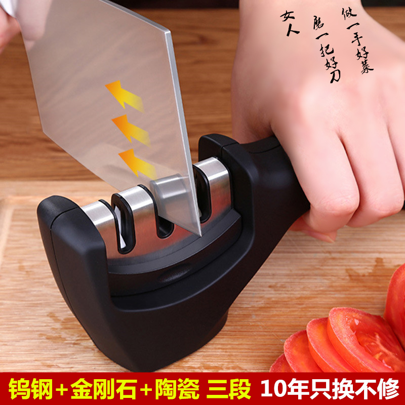 Diamond kitchen Home Multi-functional knife sharpening Divine Instrumental Black Shank Manual Fast Grinding Knife Stone Kitchen Small Tools