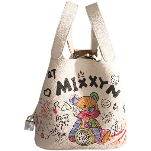 Корзина, небольшое ведро, сумка, Гонконг, из натуральной кожи, городской стиль