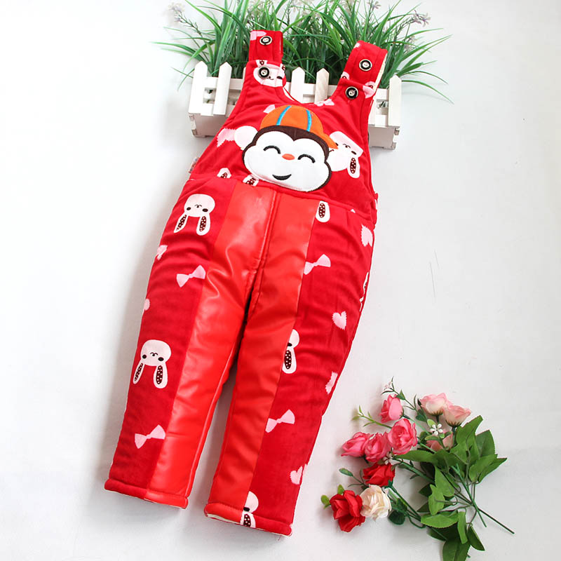 Quần cotton cho bé Quần yếm chống ướt quần da mùa thu đông cho bé Quần chống thấm nước dày lên mặc quần dài che quần quan ong rong be gai