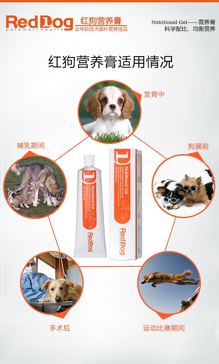 Red dog dinh dưỡng kem chó dinh dưỡng chó con mèo tốc độ bổ sung dinh dưỡng và chất béo bổ sung canxi sản phẩm sức khỏe vitamin 120g sữa cho chó 6 tháng	