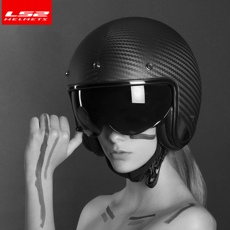 LS2摩托车复古头盔6K碳纤维哈雷半盔：时尚安全两不误，骑士必备神器！-摩托车头盔-淘宝好物网