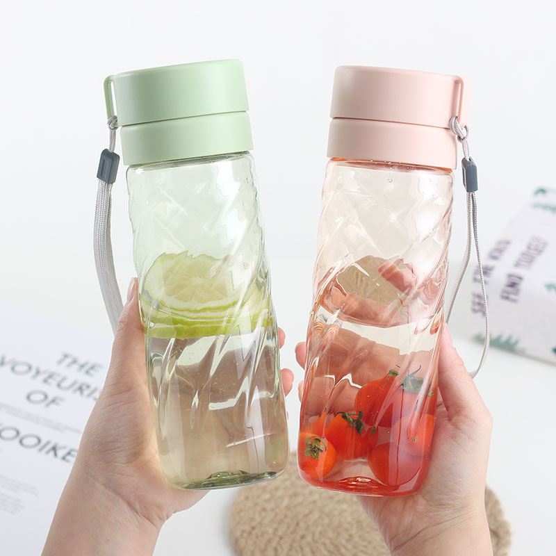 With tea sepal transparent plastic cup brief frescoed male and female student portable water glass with non-toxic high temperature resistant large capacity cup-Taobao