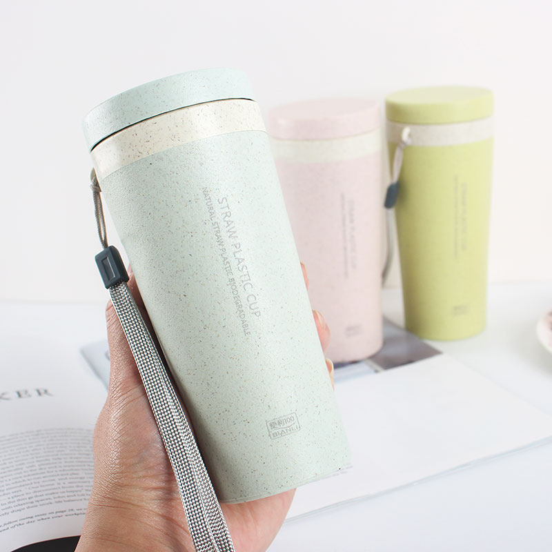 Korea wheat straw plastic cup Male and female students simple portable cup Cute fresh fall-proof wheat fiber water cup