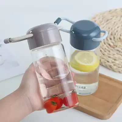 Transparent glass Simple and fresh forest men and women portable water cup Korean ins Nordic style heat-resistant couple cup