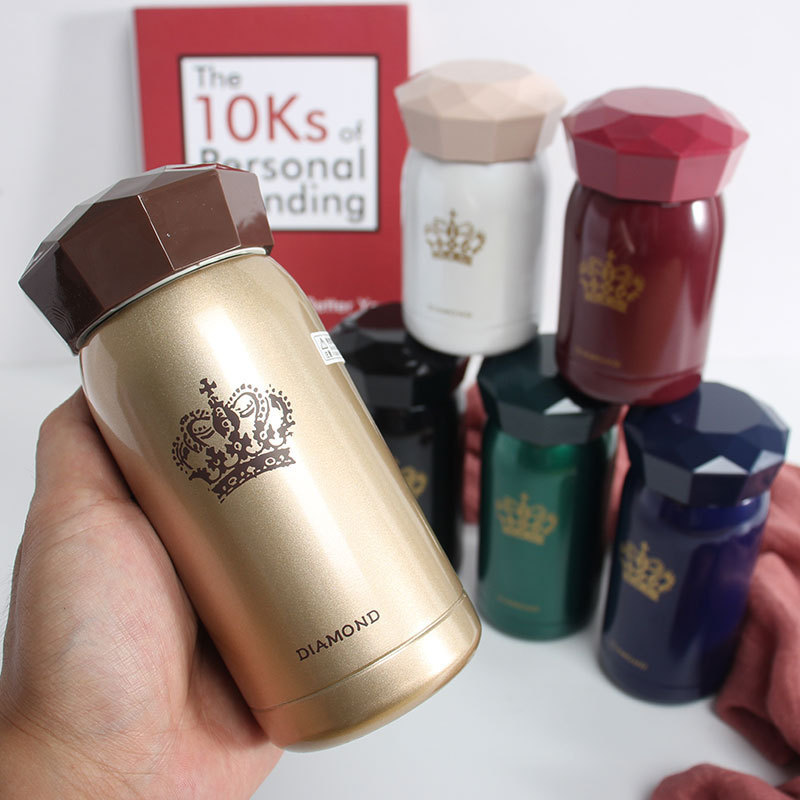 Korean version mini diamond thermos cup Ladies student stainless steel water cup Portable accompanying cup with filter Car cup