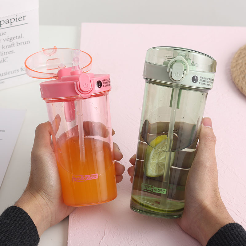 Adult straw cup Korean version sports fitness portable water cup ins wind girl pregnant woman maternity transparent plastic cup