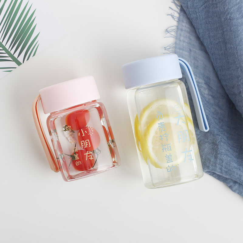 Mini glass girls small out to carry portable water cup small cute simple fresh forest small cup