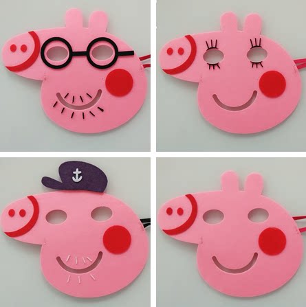 Peppa Pig's Family Pig Mom and Dad Felt Mask Cartoon Headwear Kindergarten Activity Performance Props
