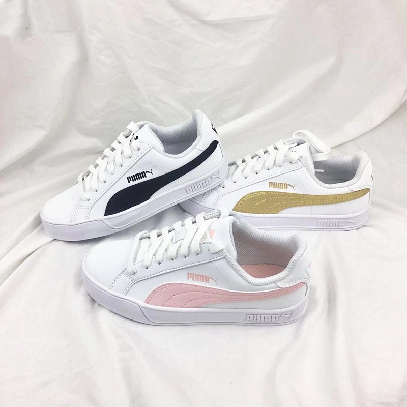 puma smash vulc white pink