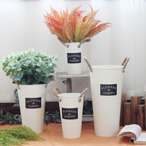 Hemp rope tin bucket flower dried flower arrangement bucket floor vase flower flower garden flower pot decoration