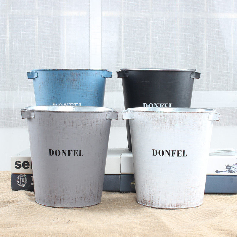 Retro Iron Sheet Flower Pot Fields Garden Tin Barrel Flower Pots Home Decoration Flowers Buckets Creativity To Make Old Iron Flower Pots With Holes