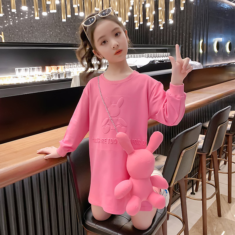 Girls autumn dress foreign children's clothing children's long sleeve T-shirt skirt spring and autumn long dress thin