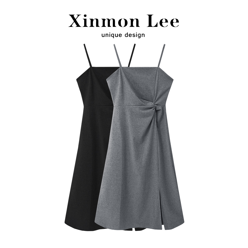 XinmonLee Hanging Dress Female Spring and Autumn New Crowd French Design Sense Fork Temperature Closed Dress