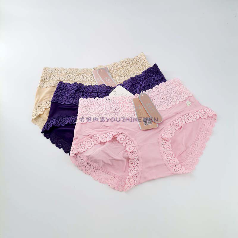 6 pairs of pretty Nifen Pretty Nifen 1710 women's Tencel Modal lace sexy mid-waist women's briefs