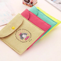 Retro style childhood cotton and linen sanitary napkin storage bag