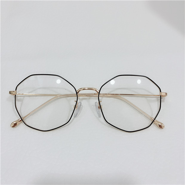 Kính đa giác retro chống bức xạ kính nam khung lớn hợp kim titan siêu nhẹ kính khung cận thị nữ có độ kính mát nữ