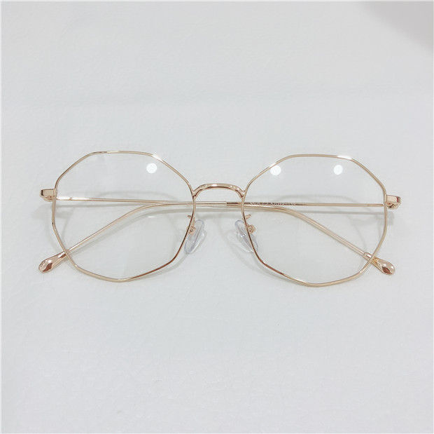 Kính đa giác retro chống bức xạ kính nam khung lớn hợp kim titan siêu nhẹ kính khung cận thị nữ có độ kính mát nữ