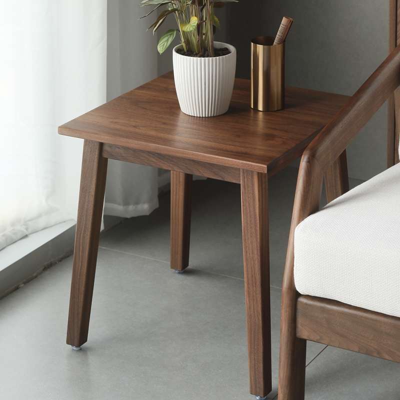 Nordic solid wood side table North American black walnut corner table living room sofa small bedside table solid wood bedside table square coffee table