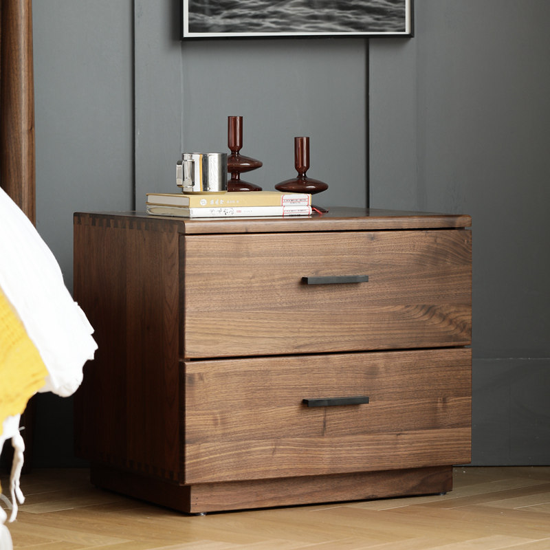 North American FAS Grade Black Walnuts Wood Bed Head Cabinet Nordic Minimalist Modern Two Pumping Log Bedside Cabinet Small Bucket Cabinet Edge A Few 