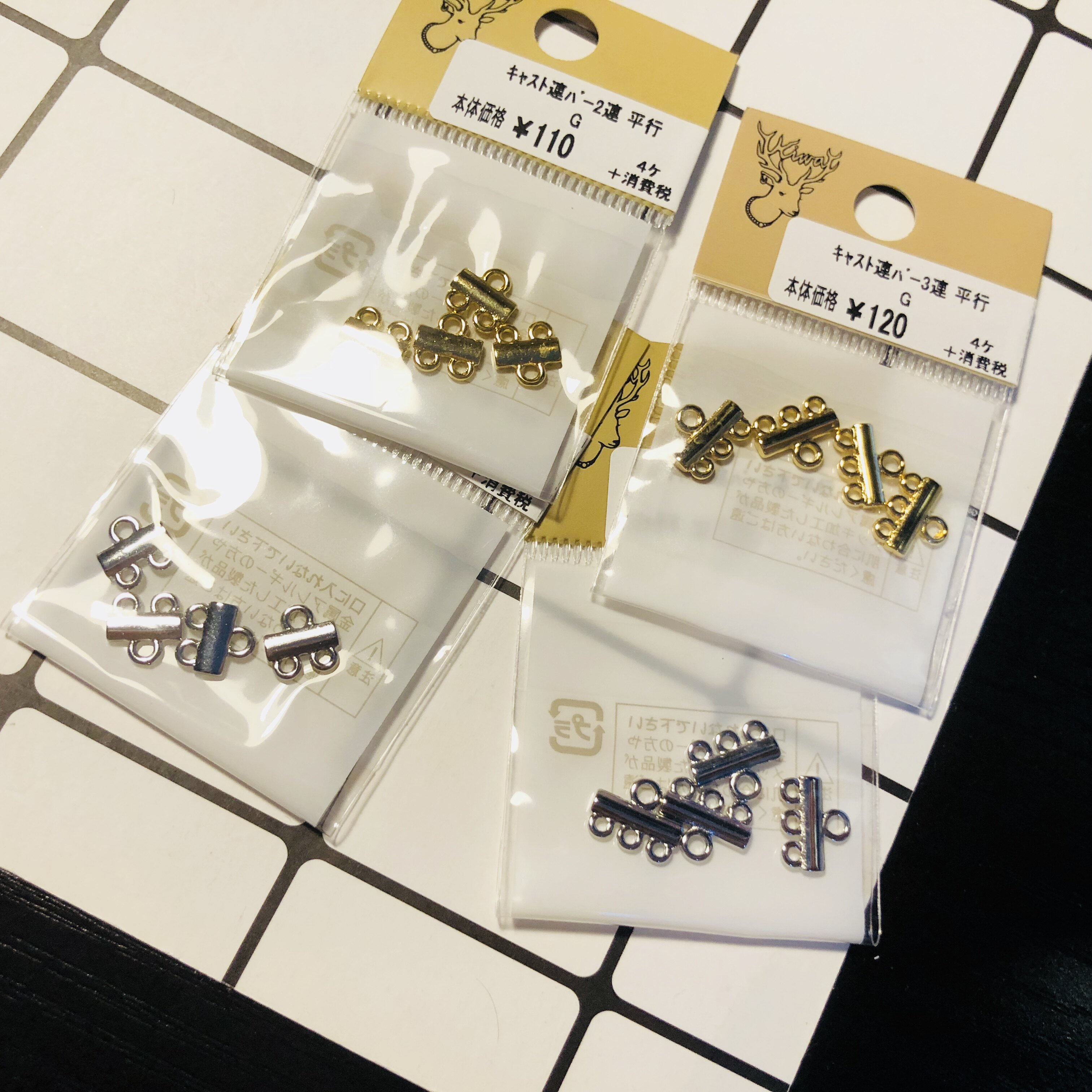 Shunfeng spot Japanese kiwa expensive and double-hole three-hole hand chisel necklace connection interface diy accessories