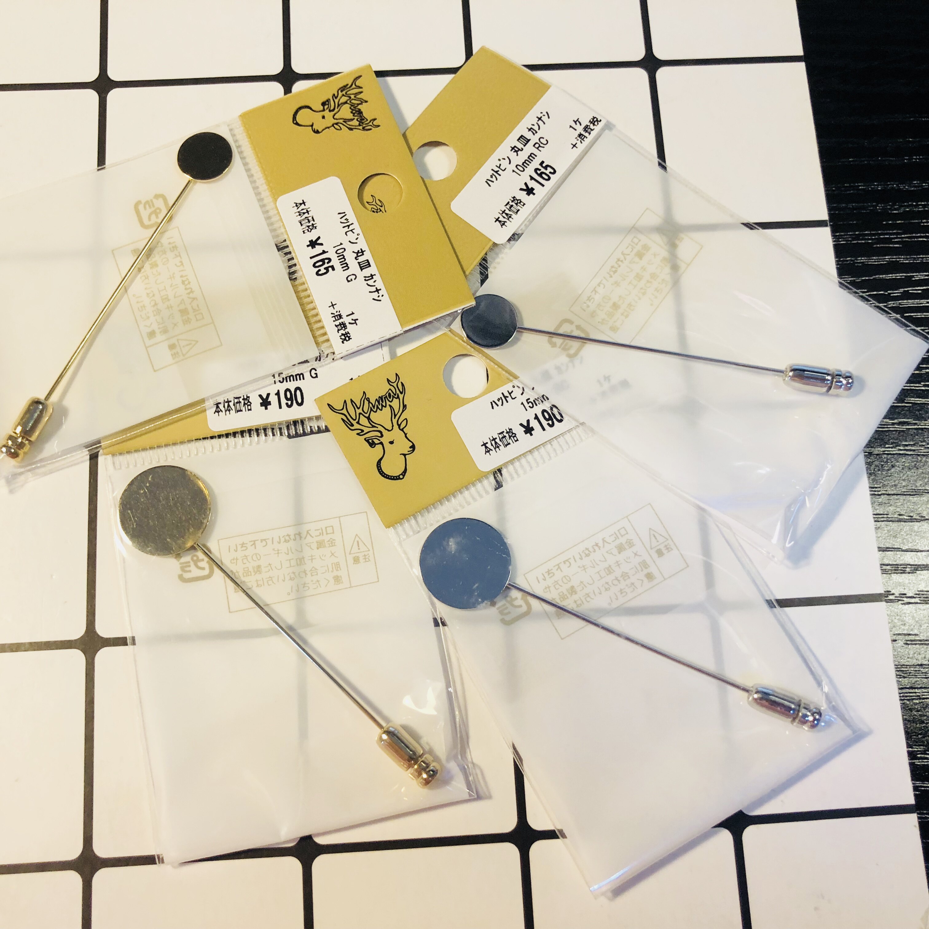 SF spot Japan expensive and kiwa metal 10 15mm disc short brooch pin diy accessories