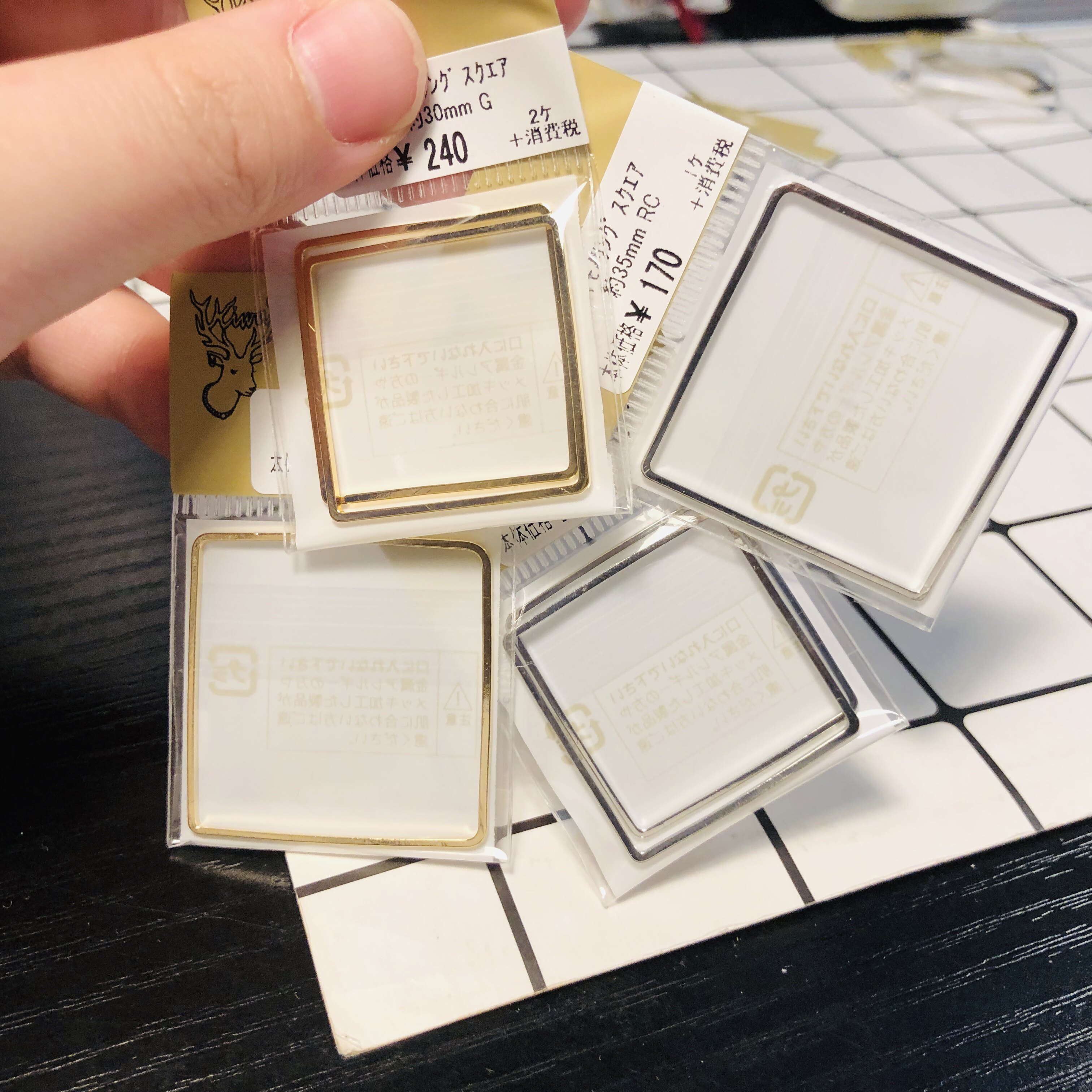 Shun Feng Spot Japan Expensive & Kiwa Hollowed-out Metal Square Exaggerated Geometric Pendant Earrings Diy Accessories