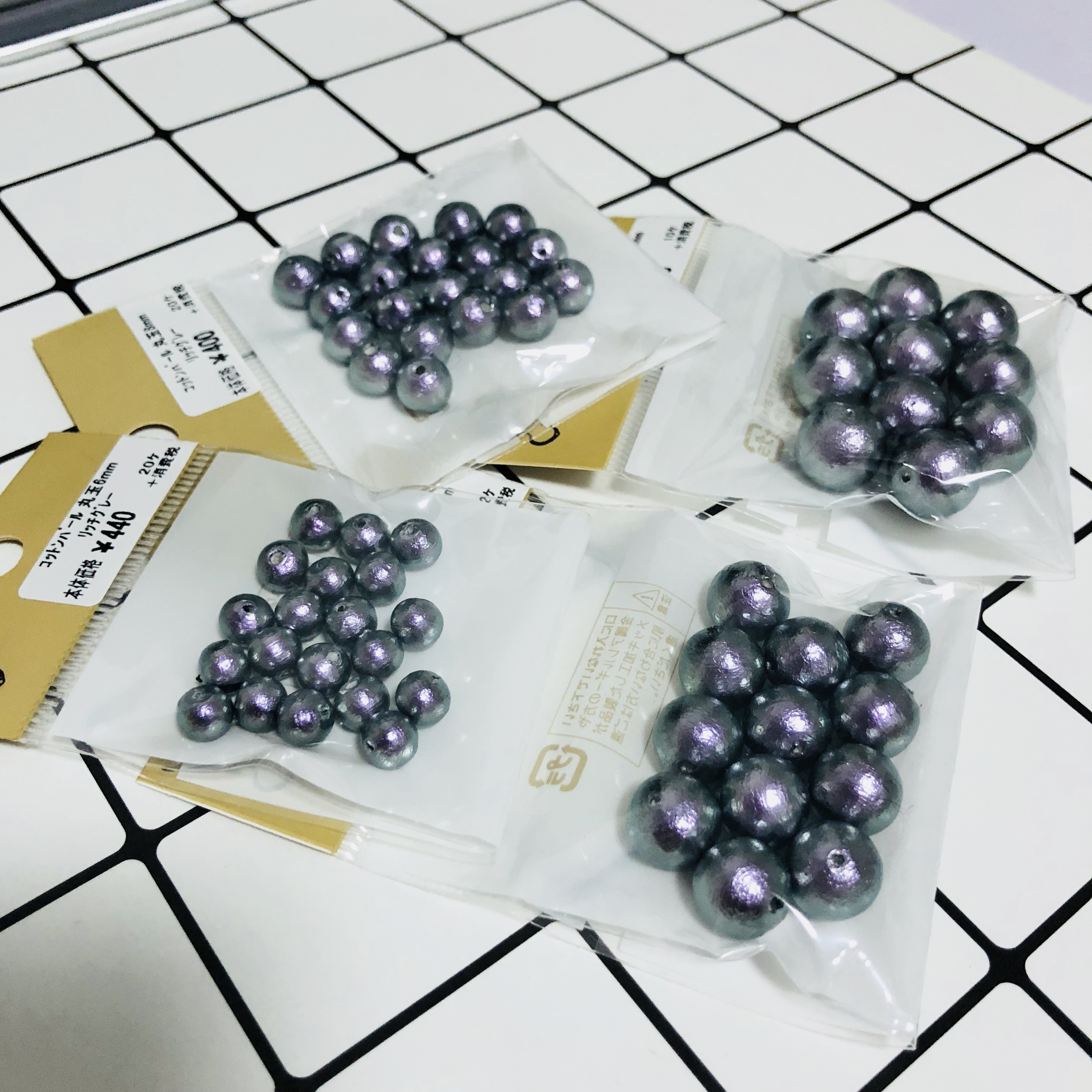 SF spot Japanese kiwa expensive and colorful blue gray cotton pearl earrings jewelry diy accessories