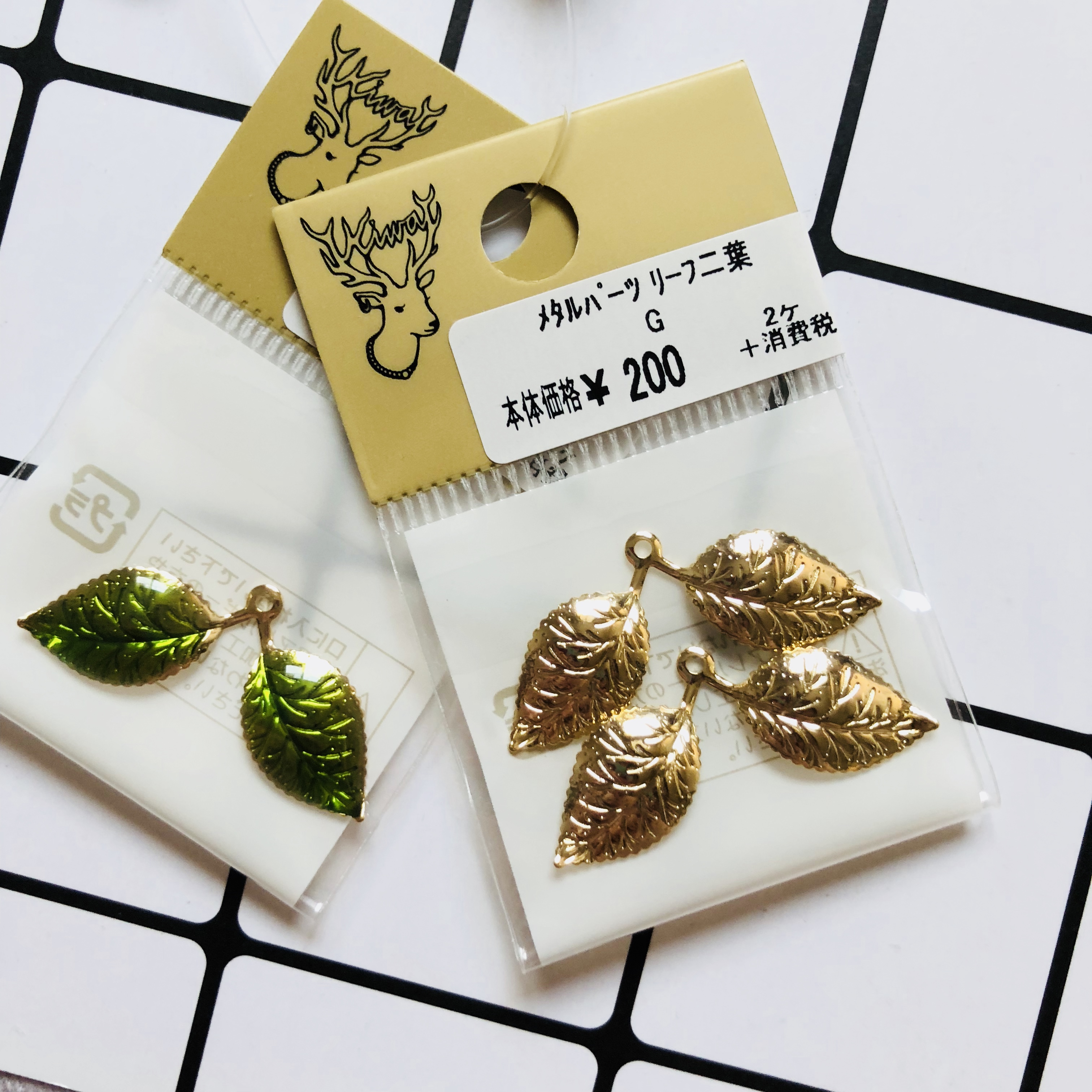 SF spot Japan expensive and kiwa spring double leaf single hole pendant earrings jewelry diy accessories