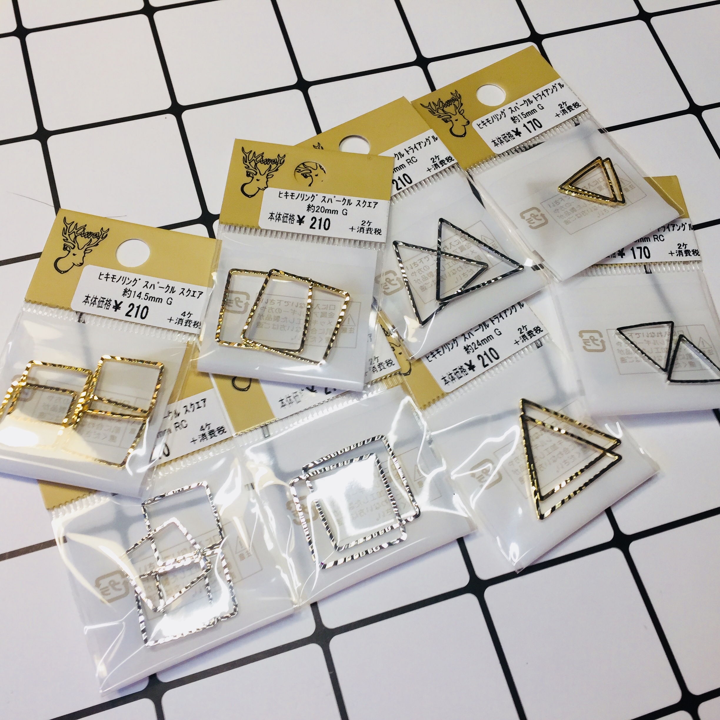 Shun Feng Spot Japan Kiwa Expensive and Folded Face Metal Triangular Circle Square Ring Earrings Diy Base Fit