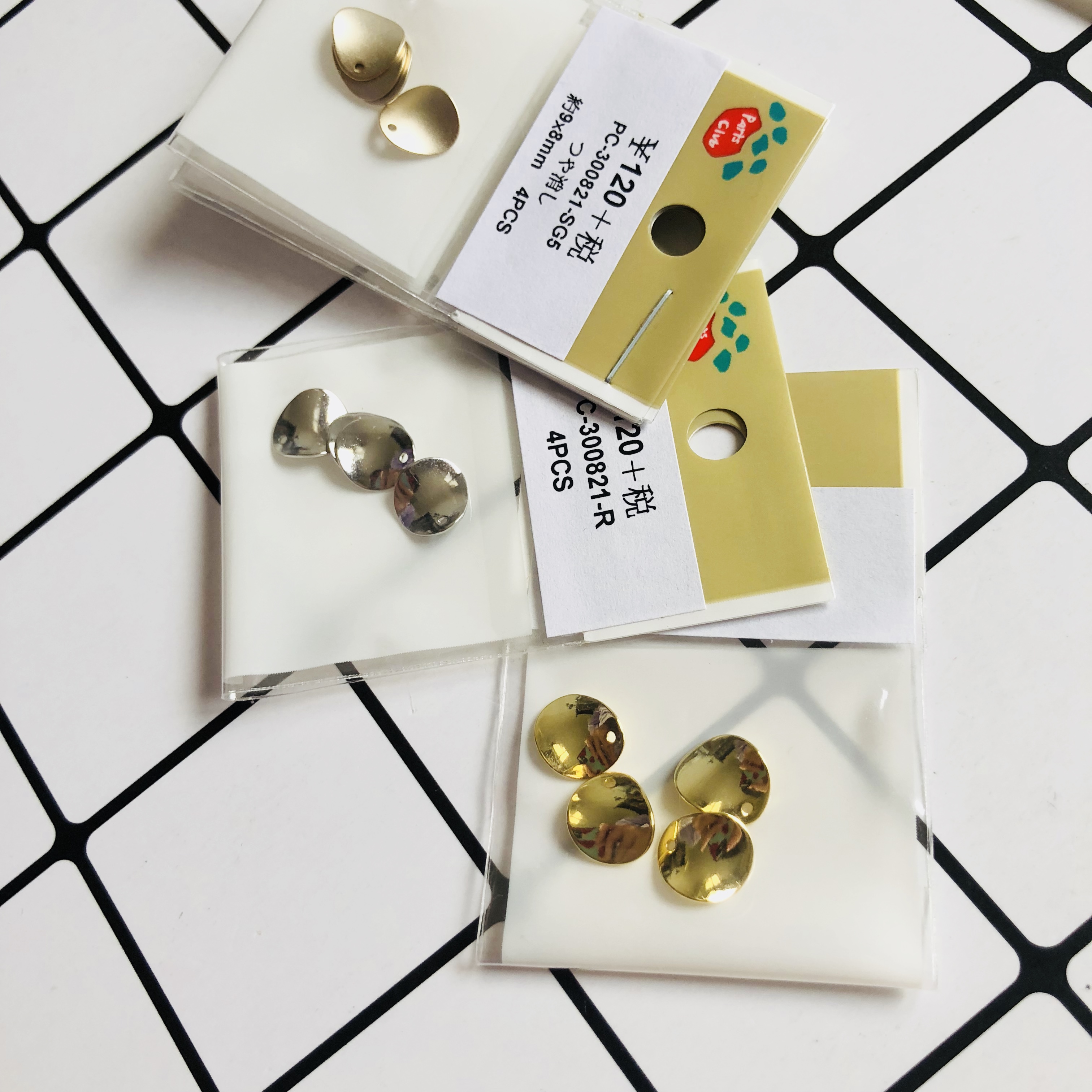 Shun Feng Spot Japan Parts Club Small Wave Hanging Piece Sheet Metal Earrings Handmade Diy Accessories