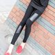ພາກຮຽນ spring ແລະດູໃບໄມ້ລົ່ນ Asymmetrical Faux Leather Splicing Leggings Slim-fitting Leggings Boot Pants Nine-Point Pants Outerwear Pants ຂອງແມ່ຍິງ