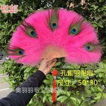 Peacock Feather Fan Multicolored Fur Fan Photo Stage Performance Supplies Square Dance Fan Subnets Red Live