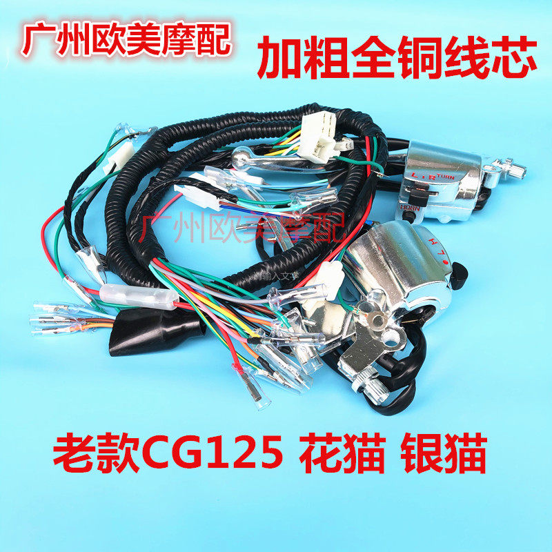 Suitable for old CG125 motorcycle kick start flower silver cat platinum modified CDI retro whole car line assembly