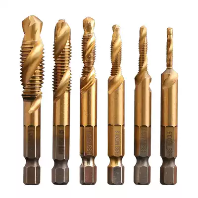 Three-in-one composite screw Tapping drill bit screw tapping high-speed net screw machine with screw tapping hexagon shank drilling and chamfering integration