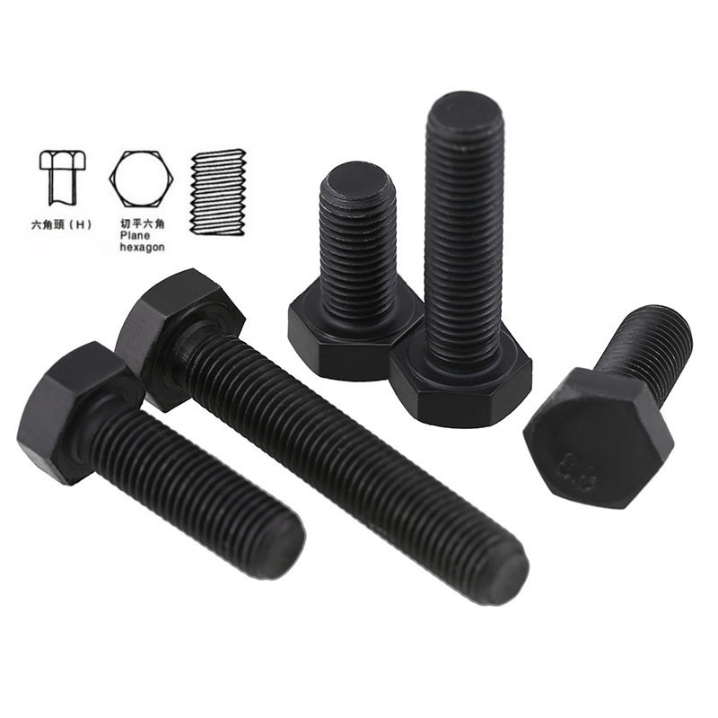 8 Grade 8 high-strength black fine-tooth outer hexagonal screw extension bolt M8M10M12*1 25*1*1 5 teeth