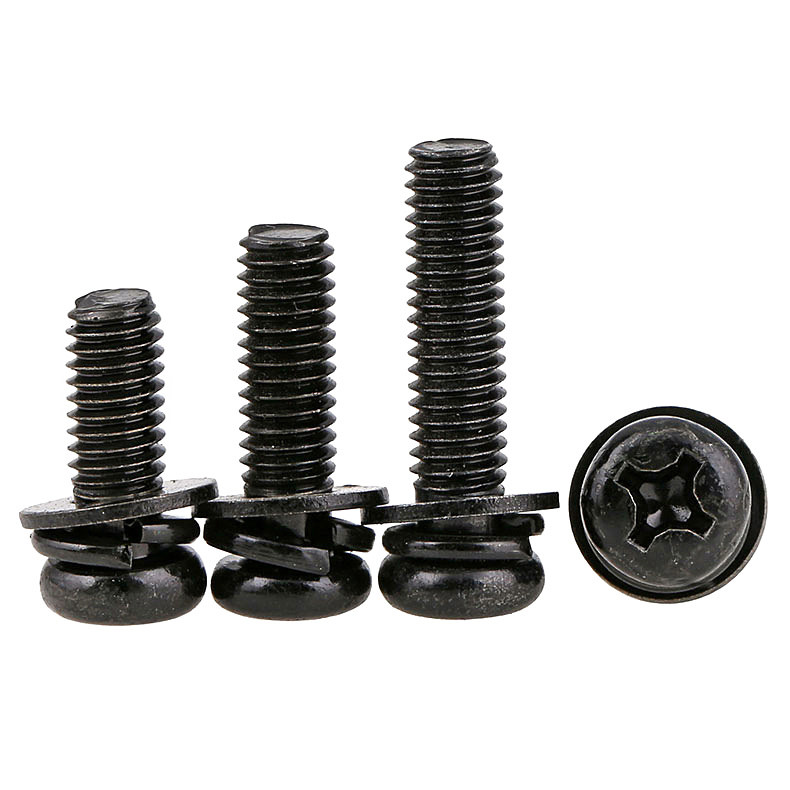 (M2 5M3 M4 M5 M6) Black round head cross pan head three-combination screw round head three-combination screw