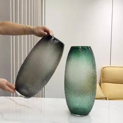 Large Bodhi Glass Vase Ornament for Living Room, Suitable for Flower Arrangements, Water Cultivation of Dragon Willow, Horse Drunk Wood, Silver Willow, Fresh Flowers, with a Light Luxury and High-End Feel