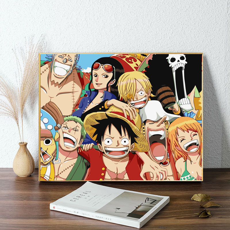Hand painted coloring digital oil painting diy fill color cartoon cartoon man One Piece Zoro 40×50 oil painting