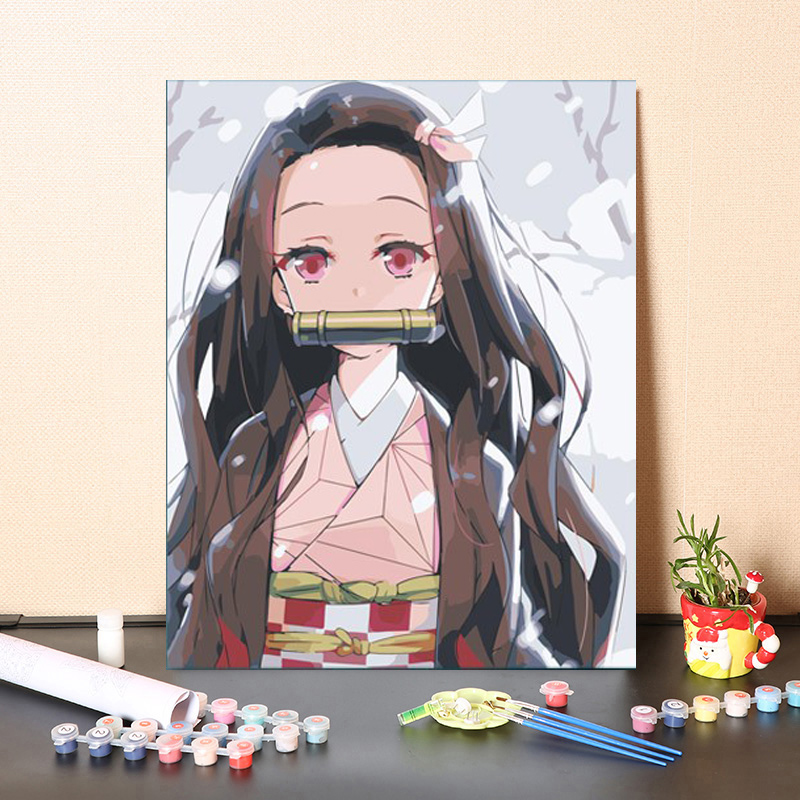 Ghost killing blade hand-painted coloring digital oil painting Japanese-style anime coloring diy filling oil painting living room decoration painting