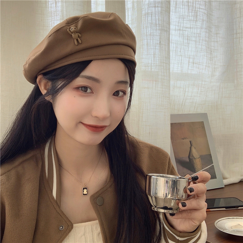 小熊狙击~日系贝雷帽女春夏薄款复古卡通可爱百搭时髦气质画家帽详情2